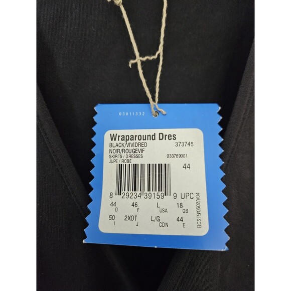 Adidas Wraparound 3 Stripes Midi Black Dress Red Trim Size Large NWT - Picture 3 of 10